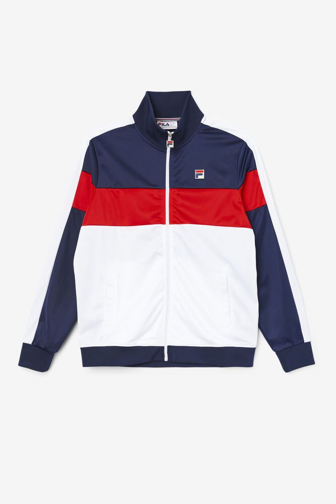 Fila Assembly Track Navy/White/Red Jacket Mens - NZ 98635-CVYT